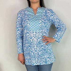 J. McLaughlin Patterned Tunic Top Sz Small